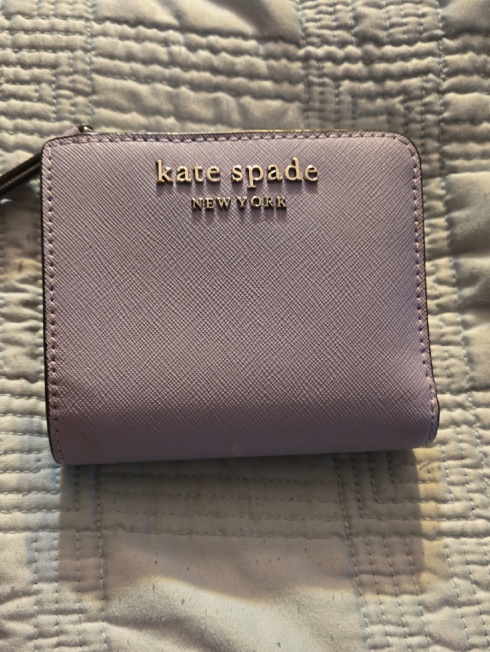 kate spade Lilac Saffiano Zip-Around Wallet with Gold Logo